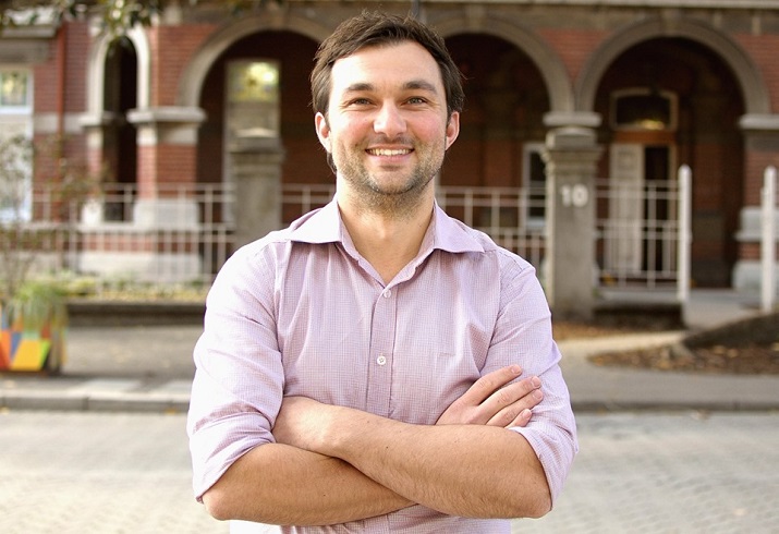 Sam Campanella standing in front of Kirkman House