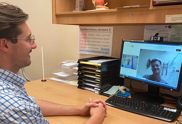 Medical student using telehealth