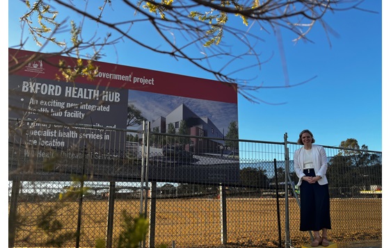 Progam manager Catrina Wold onsite at the hub location where earthworks are underway. May 2025